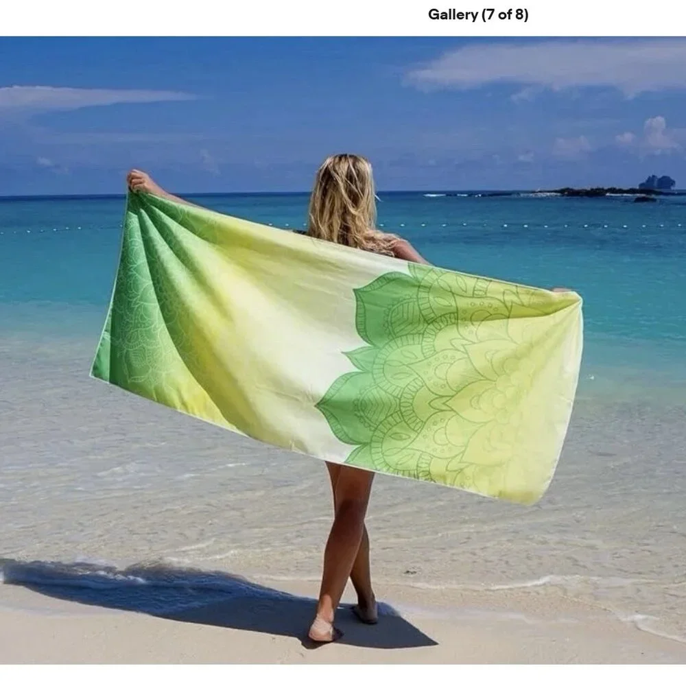 Mandala Beach Towel Oversized Microfiber Quick Dry BT-MAN3070-GR Neon Green NWT